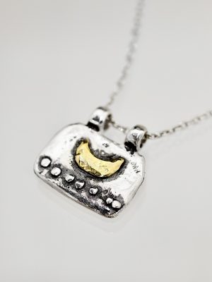 Gold Moon Silver Calendar Necklace