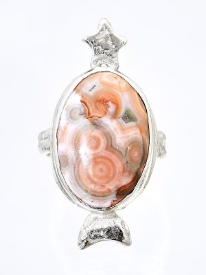 Ocean Jasper Pink Nebula Silver Ring