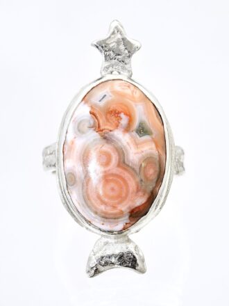 Ocean Jasper Pink Nebula Silver Ring