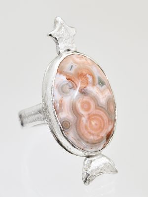 Ocean Jasper Pink Nebula Silver Ring