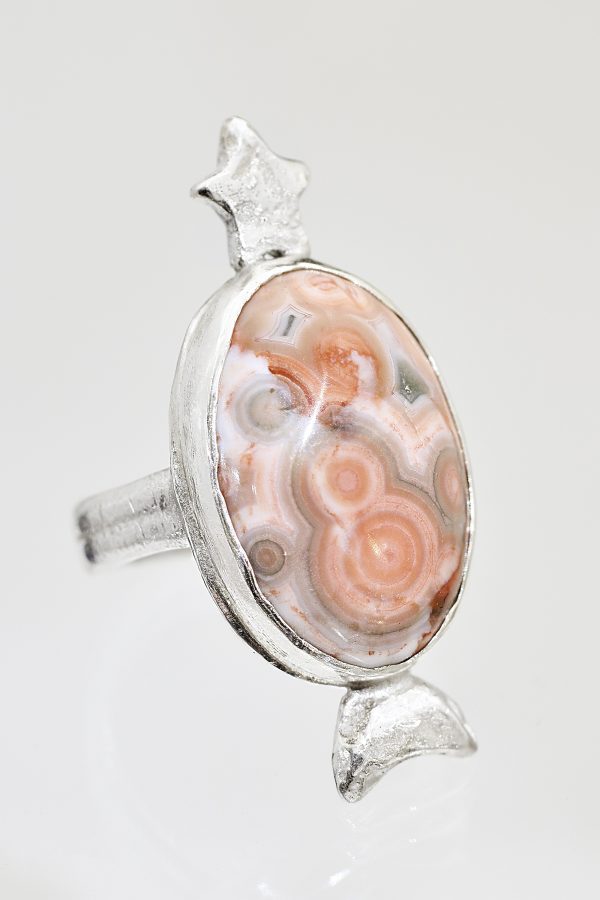 Ocean Jasper Pink Nebula Silver Ring