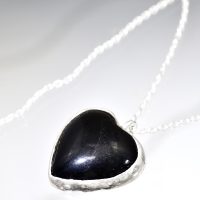 Onyx Heart Silver Love Necklace