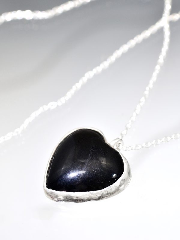 Onyx Heart Silver Love Necklace