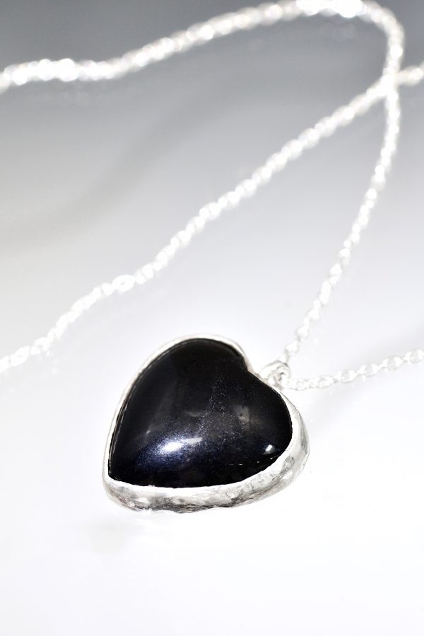 Onyx Heart Silver Love Necklace