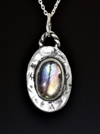 Rainbow Labradorite Talisman Silver Necklace