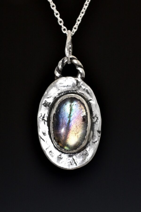 Rainbow Labradorite Talisman Silver Necklace