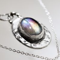Rainbow Labradorite Talisman Silver Necklace
