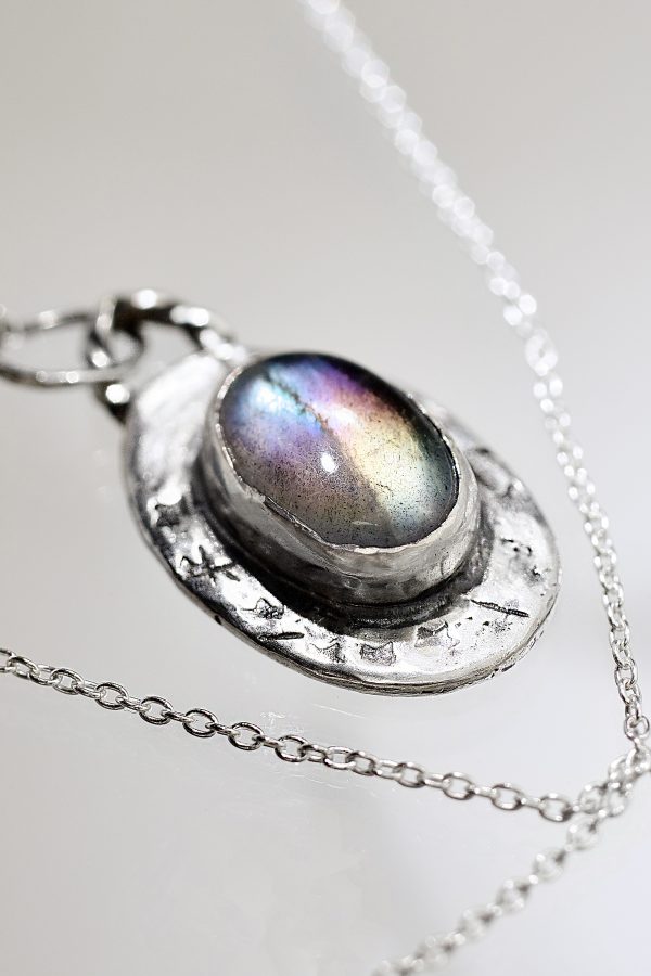 Rainbow Labradorite Talisman Silver Necklace