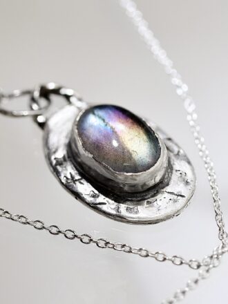 Rainbow Labradorite Talisman Silver Necklace