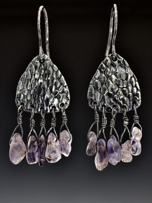 Snake Skin Silver Iolite Earrings