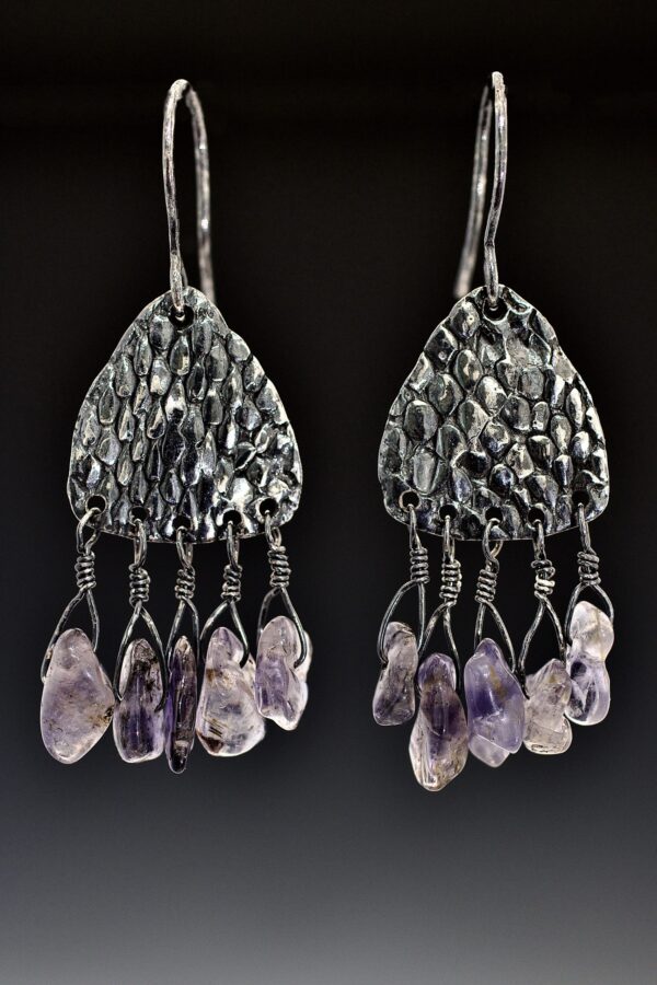 Snake Skin Silver Iolite Earrings