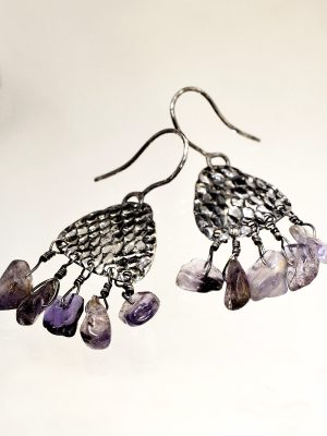 Snake Skin Silver Iolite Earrings