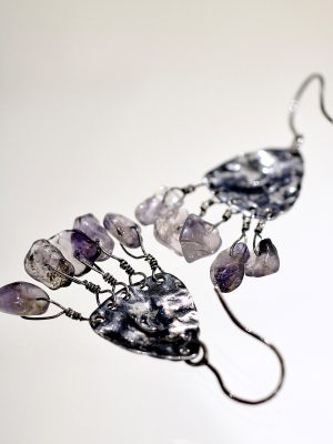 Snake Skin Silver Iolite Earrings