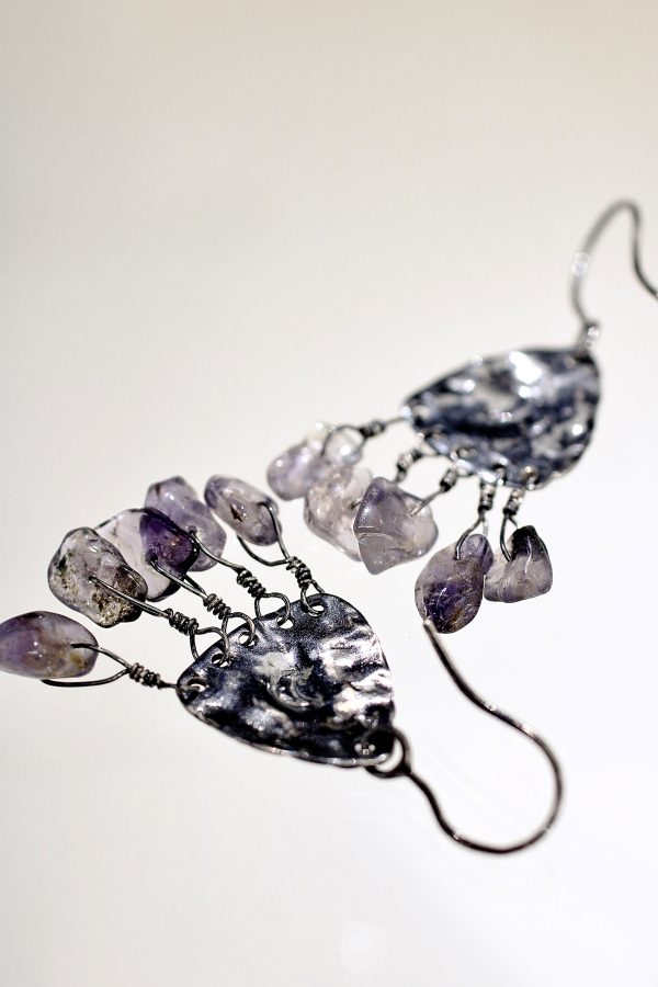 Snake Skin Silver Iolite Earrings