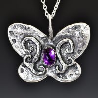 Silver Magic Butterfly Spirit Amethyst Necklace