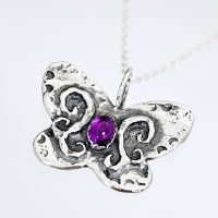 Silver Magic Butterfly Spirit Amethyst Necklace