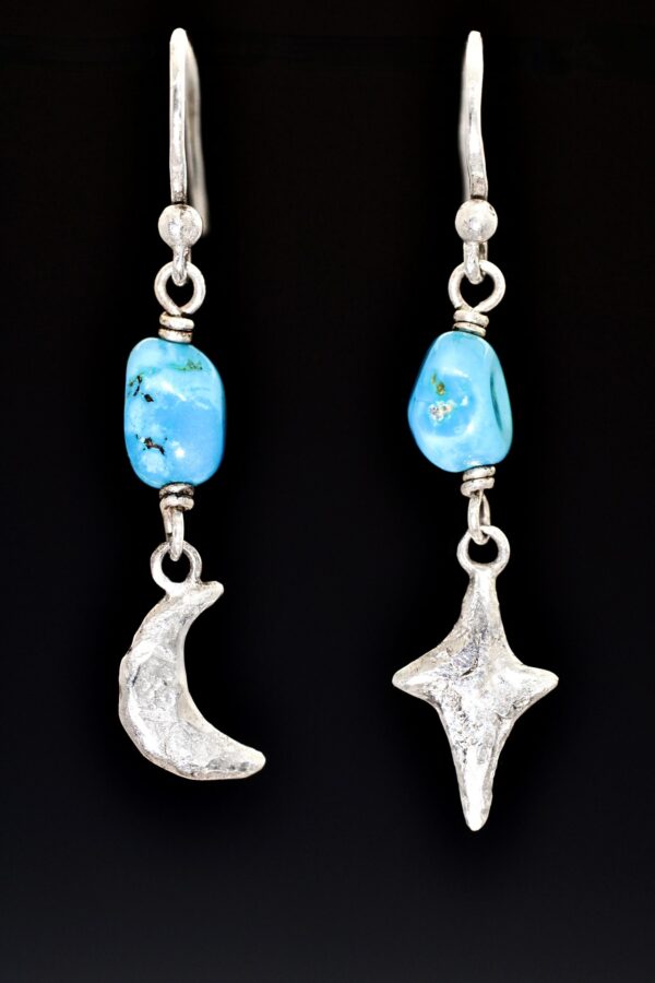 Turquoise Night Time Sky Silver Turquoise Earrings