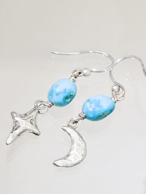 Turquoise Night Time Sky Silver Turquoise Earrings