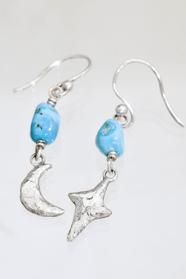 Turquoise Night Time Sky Silver Turquoise Earrings