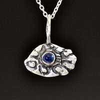 Sapphire Silver Evil Eye Charm Necklace