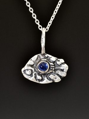 Sapphire Silver Evil Eye Charm Necklace