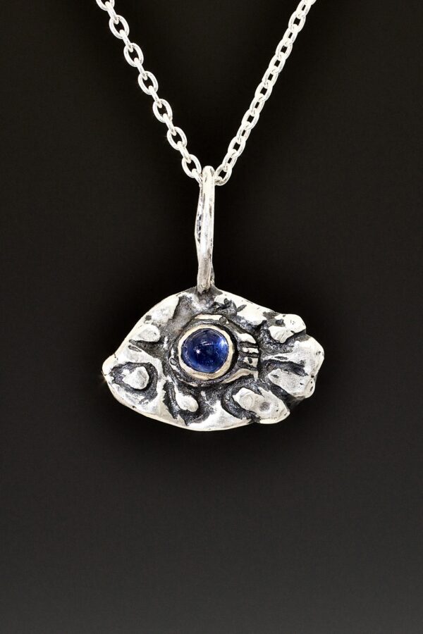 Sapphire Silver Evil Eye Charm Necklace