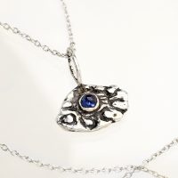 Sapphire Silver Evil Eye Charm Necklace