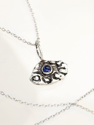 Sapphire Silver Evil Eye Charm Necklace