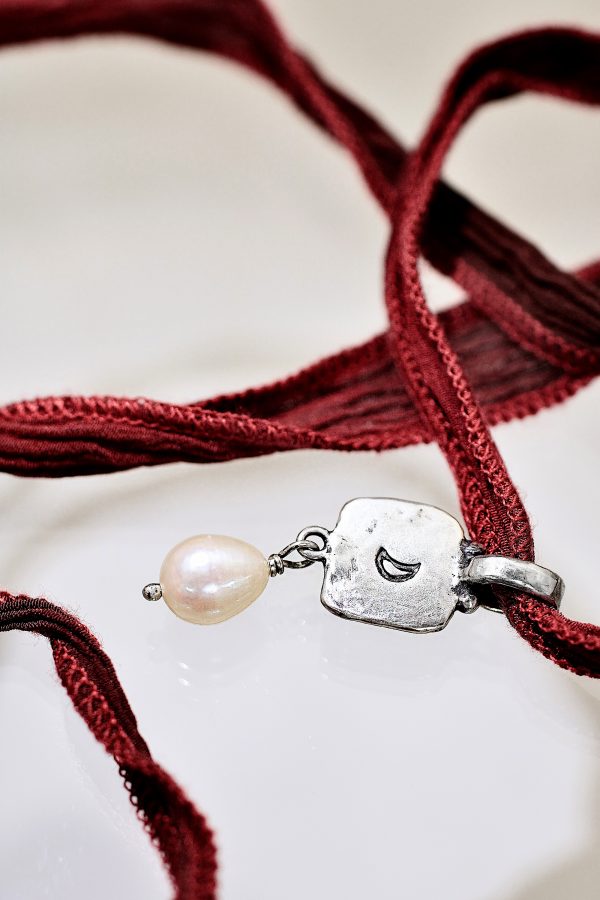 Silver Garnet Pearl Dorian Choker Necklace