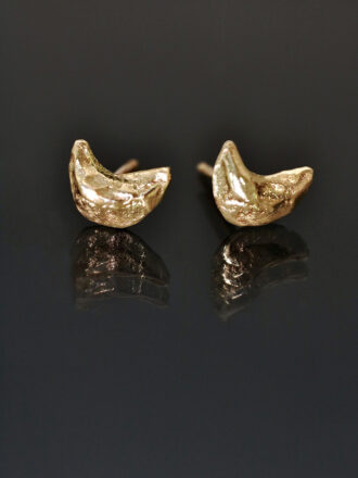 Ancient Gold Crescent Moon Stud Earrings