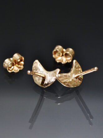 Ancient Gold Crescent Moon Stud Earrings