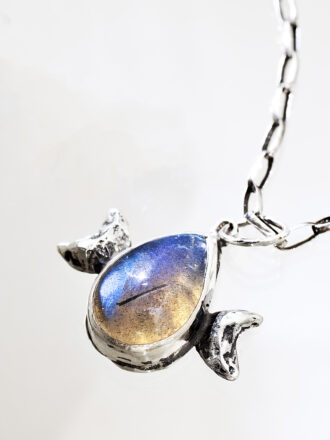 Triple Moon Goddess Labradorite Drop Silver Necklace