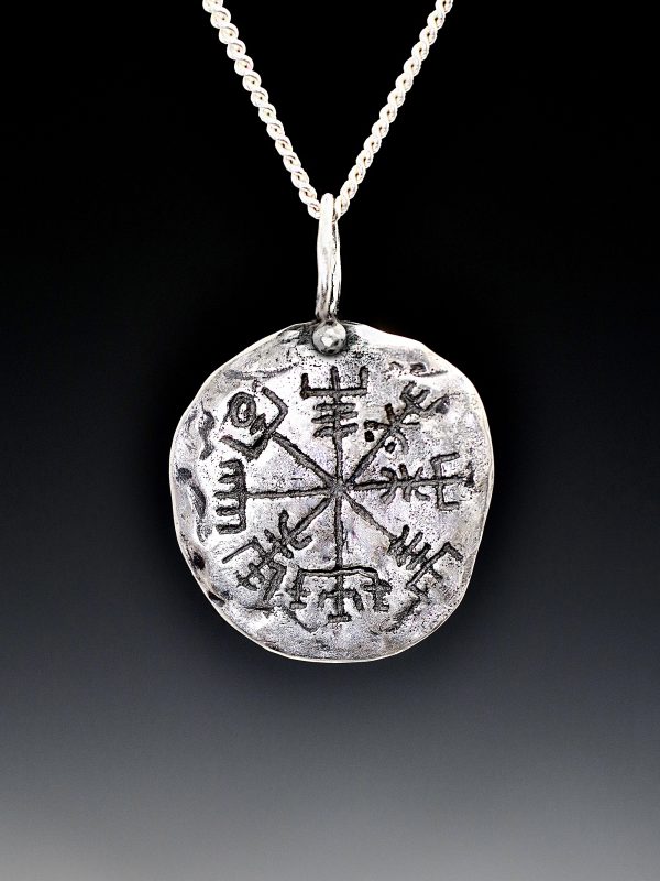 Vegvísir Silver Coin Necklace