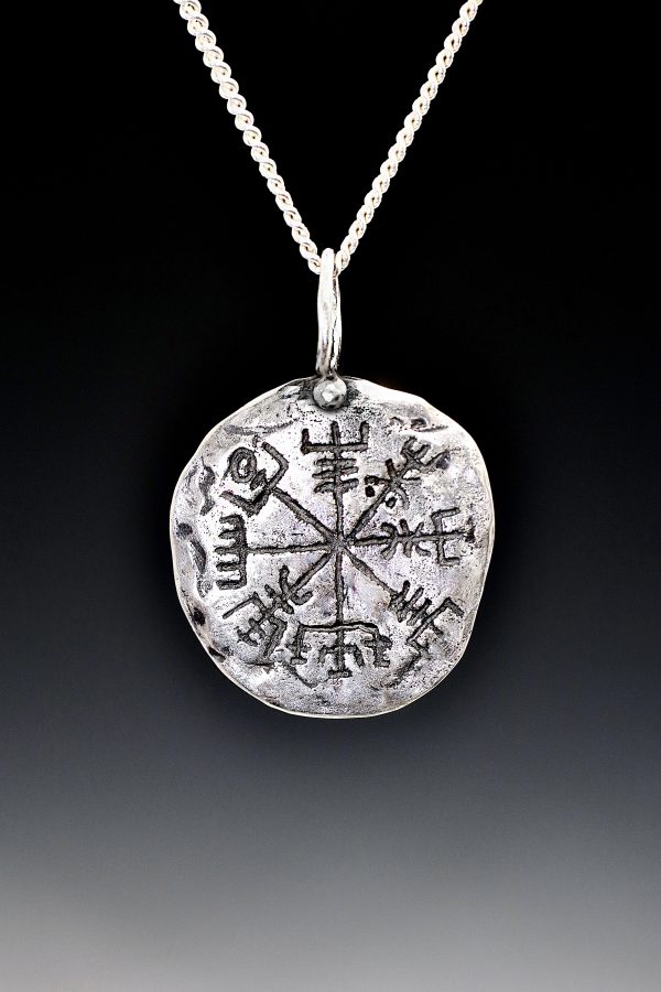 Vegvísir Silver Coin Necklace