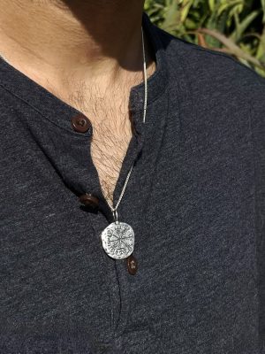 Vegvísir Silver Coin Necklace