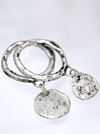 Silver Coin Charm Ring