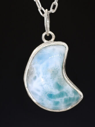 Larimar Crescent Moon Silver Necklace