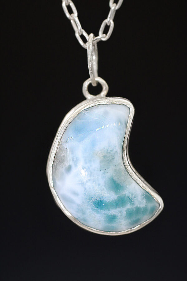 Larimar Crescent Moon Silver Necklace