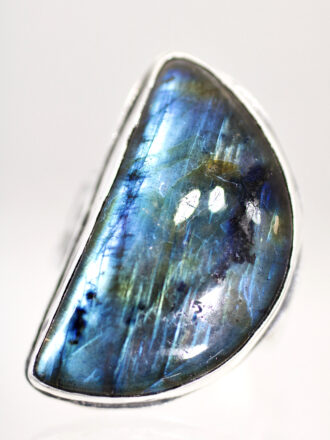 Half Moon Silver Labradorite Stardust Ring