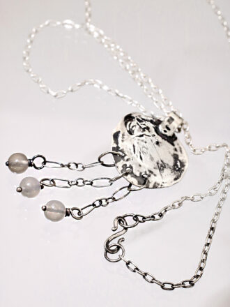 Turquoise Silver Moon Medallion Necklace