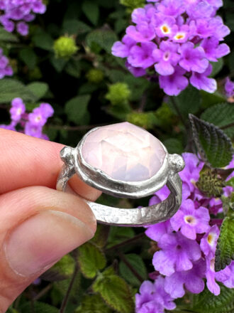 Silver Rose Quartz Aphrodite Ring