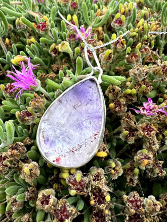 Big Super Seven Quartz Drop Silver Necklace