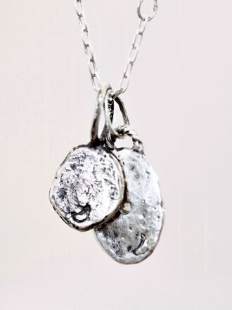 Silver Diamond Shield And Coin Necklace