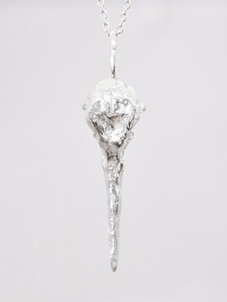 Silver Ruby Hummingbird Skull Necklace