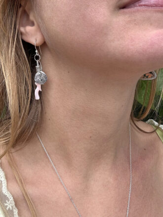 Beach Mismatch Silver Coral Ocean Jasper Earrings