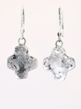 Rainbow Moonstone Silver Cross Earrings