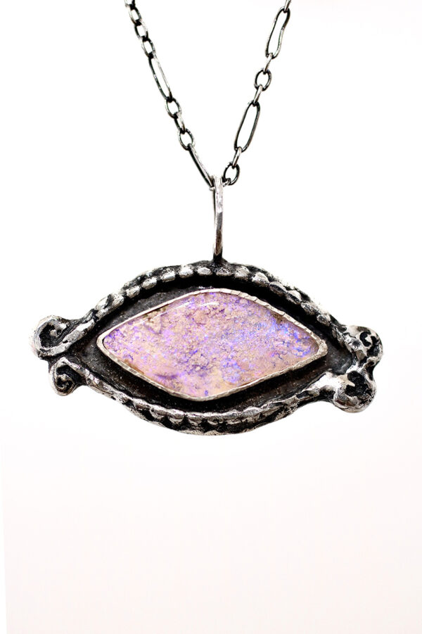 Magical Eye Boulder Opal Silver Necklace