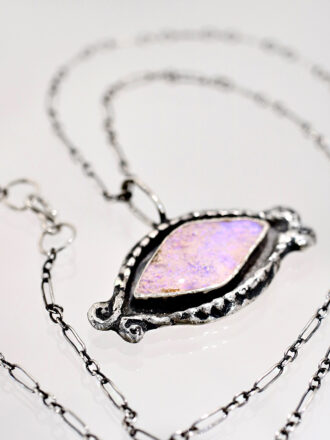 Magical Eye Boulder Opal Silver Necklace