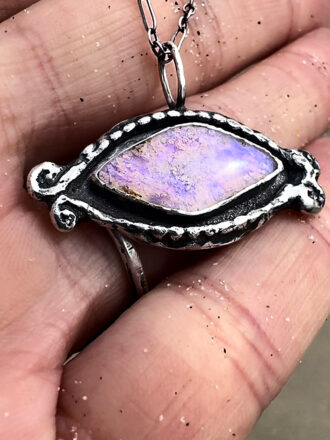 Magical Eye Boulder Opal Silver Necklace
