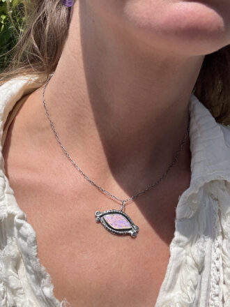 Magical Eye Boulder Opal Silver Necklace